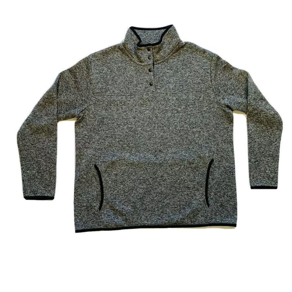 Eddie Bauer Knit Fleece Lined Sweatshirt Pullover Button Closure Heather XL NWOT